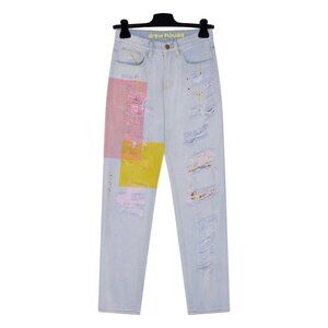 Drew House Teddy Bear Ink-Splashed Hole Jeans